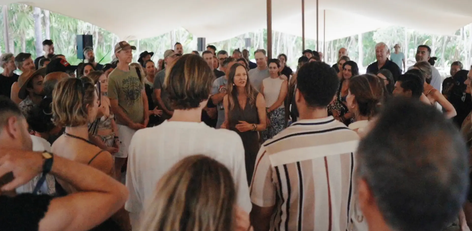 A group gathered in a circle during a connection experience